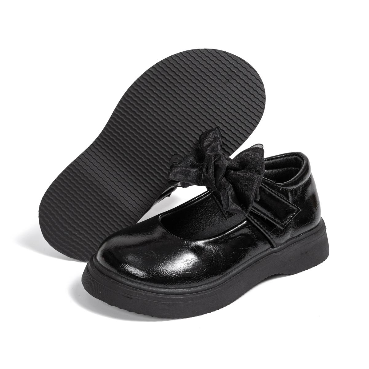 

Classic Children s Leather Shoes Spring and Autumn Bow Metal Buckle Mary Jane Party Shoes Soft Bottom Black Princess Shoes 26