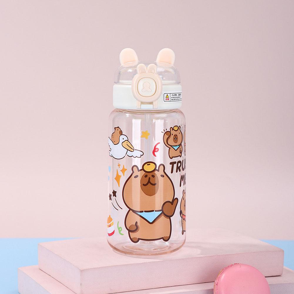 500ML Kapibala Cup Clear Portable Flip-top Water Bottle Leak Cute Plastic Proof Outdoor For Kid X8G9