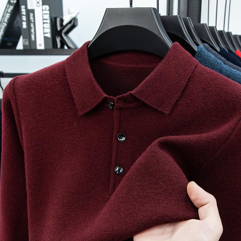 Men's Autumn/Winter Business Casual Loose Knit Sweater with Thickened Lapel