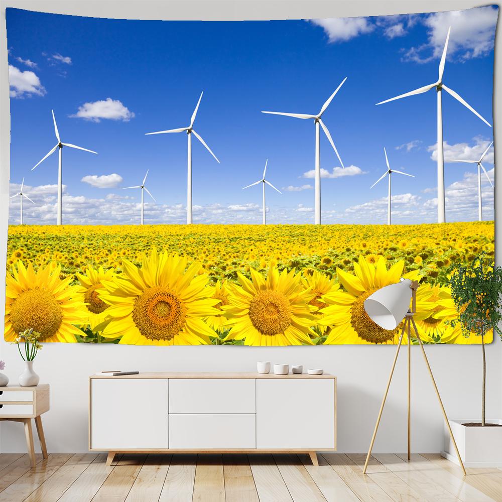 Sunflower Flower Tapestry Wall Hanging Cloth 3D Printed Beach Towel Floral Landscape Wall Carpet Yoga Mat Home Decor Tapestries
