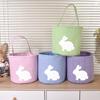 Easter Bunny Basket Plaid Gingham Easter Bucket with Handle Cute Egg Hunting