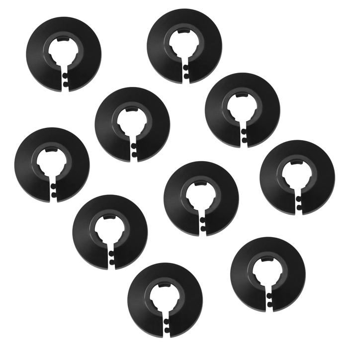 10 caches de tuyau pour radiateur noirs en plastique – pour tuyaux Ø 14–16 mm, fixation à pression