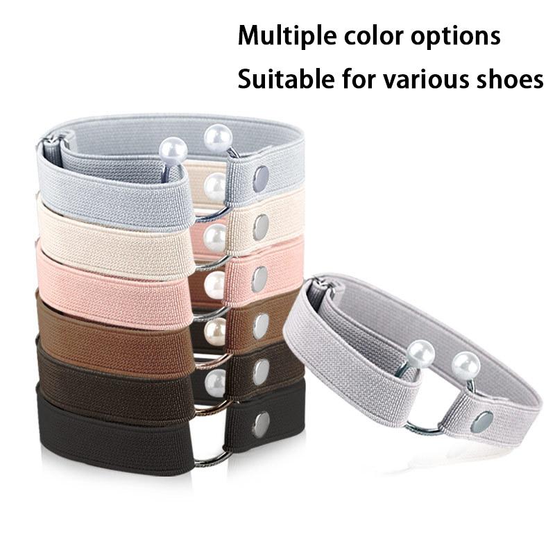 2 Pezzi/4 Pezzi Cinghie per Scarpe con Tacco Alto per Donne - Lacci Elastici Fissati Fibbia a Perla a Forma di U Decorazione per Scarpe Lacci