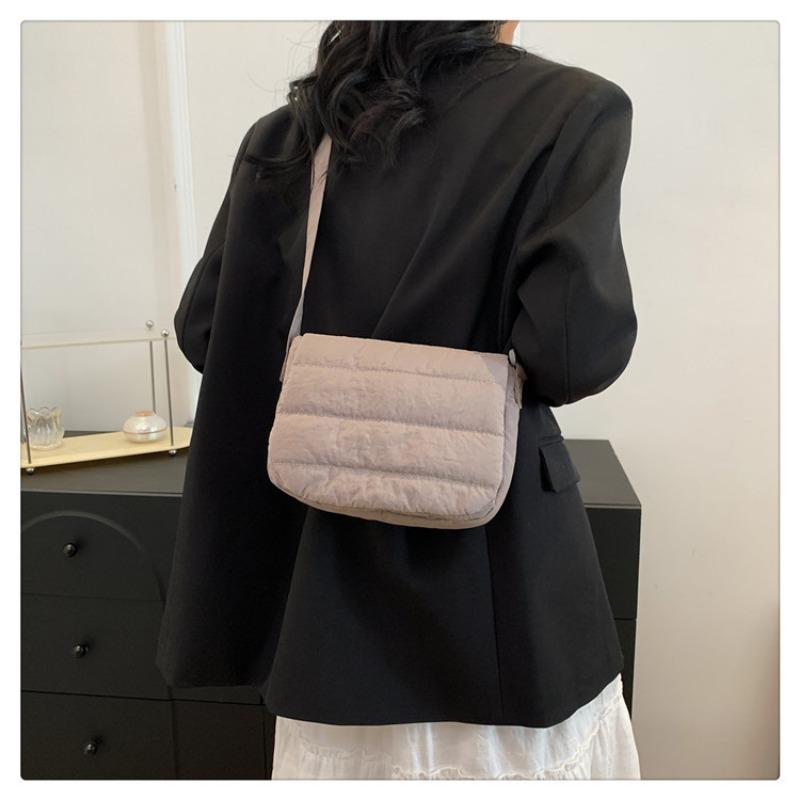 Embroidery Thread New Solid Color Small Fresh Shoulder Bag Gentle Lazy Wind Simple Age Reduction Messenger Small Square Bag