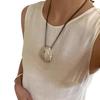 Heavy-Duty Minimalist Shell Pendant with Brown Leather Cord