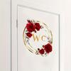 1pc of Red Rose Wall Sticker, Floral Wall Decor with a Rose Wreath, Vinyl Wall Art for Bathroom And Entrance Decoration