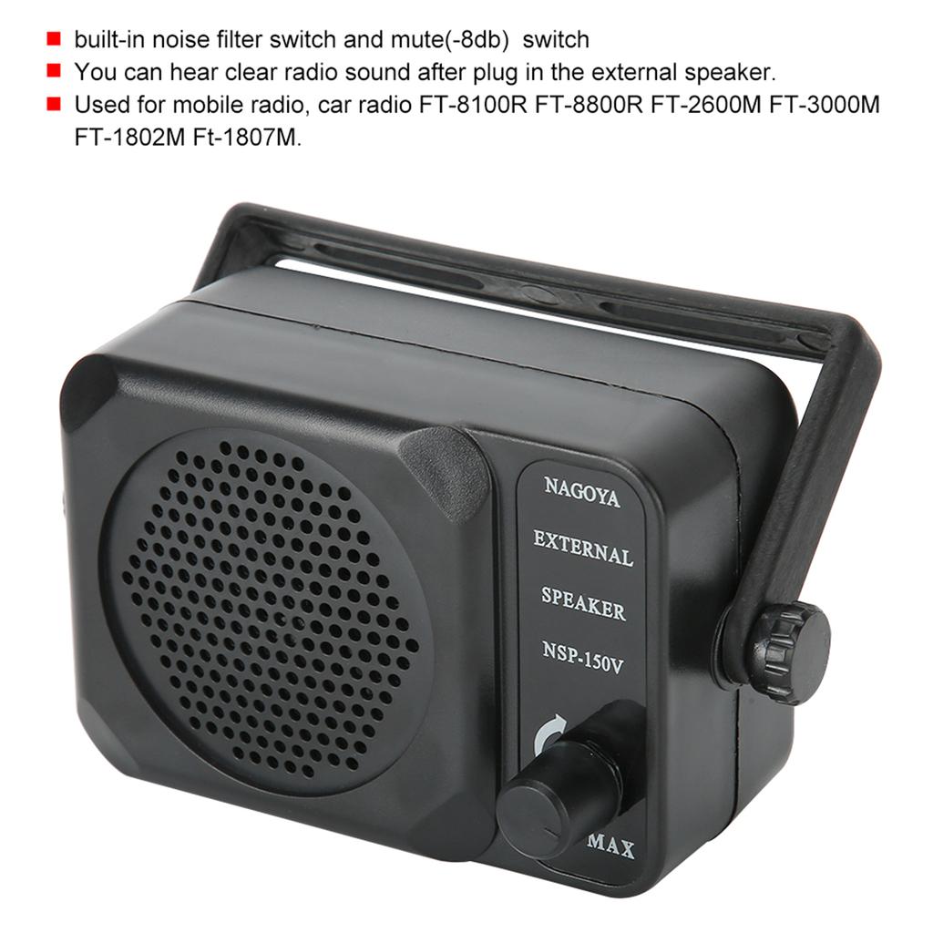 3.5mm Plug 3W Portable Mini External Speaker with Builtin Noise Filter Switch Universal for CB Radio