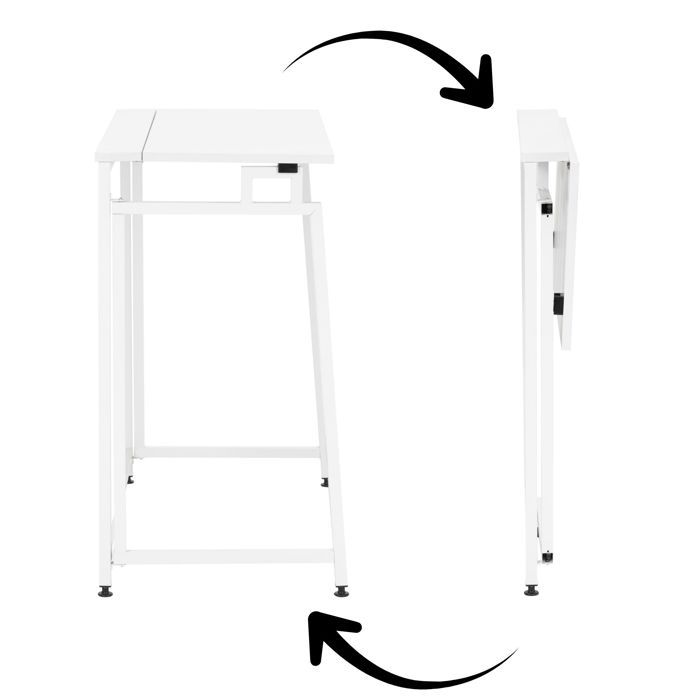 Bureau d'ordinateur pliable - SPRINGOS - 80 cm - Blanc - Design minimaliste - Structure en métal
