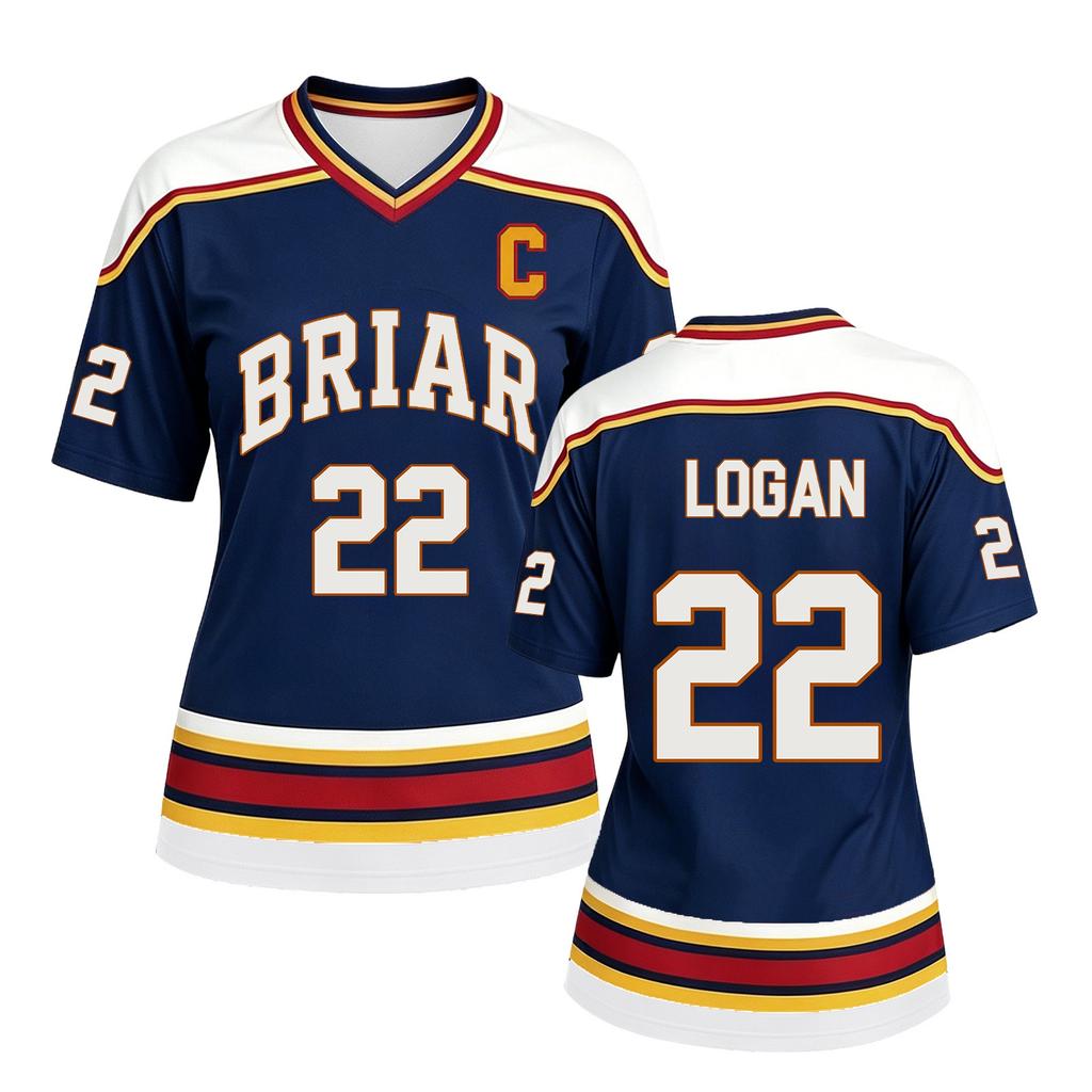 Unisex Ice Hockey Short Sleeve Jersey with V Neck and Number Print Lightweight Athletic Shirt for Sports and Casual Wear