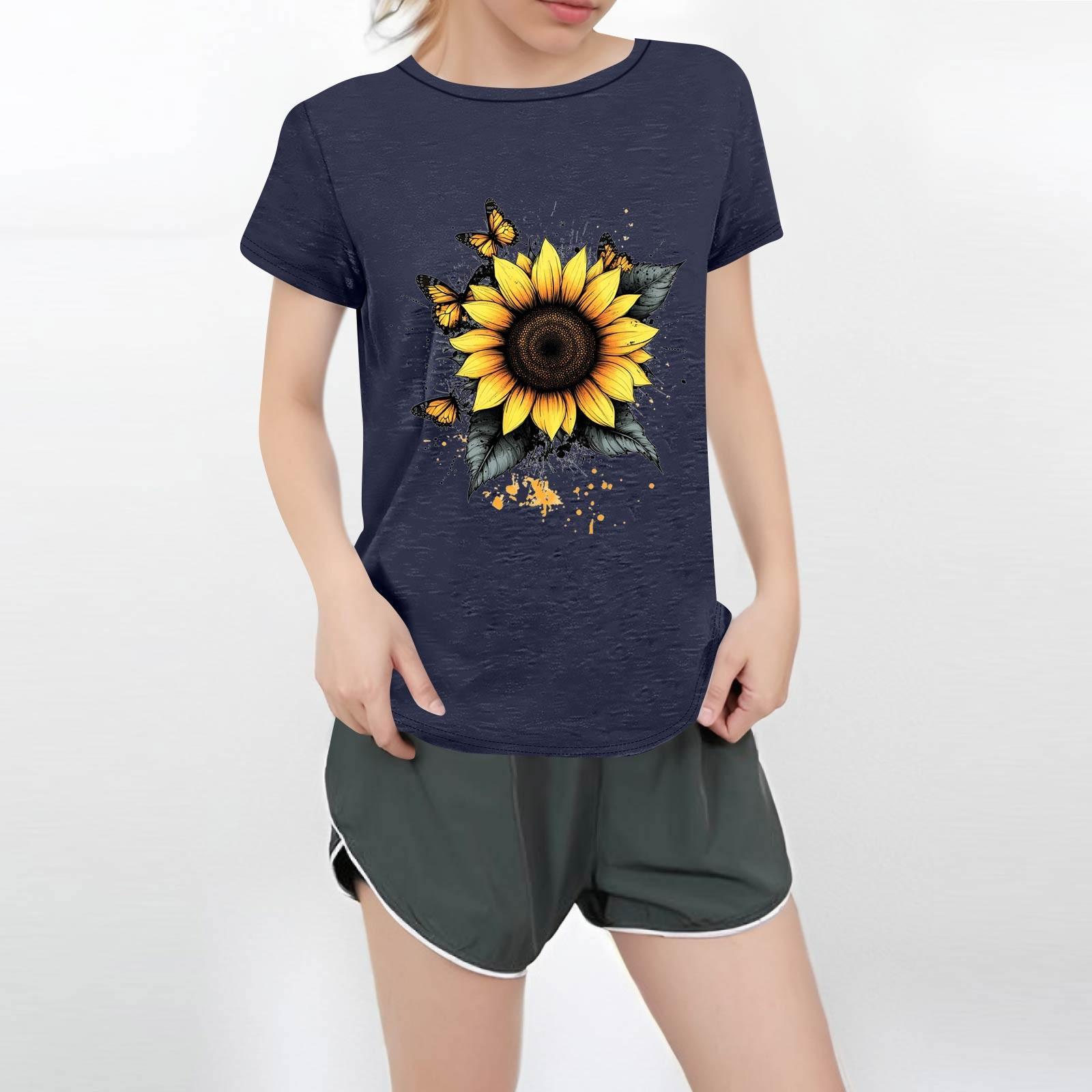 

Женская повседневная футболка с круглым вырезом и короткими рукавами с принтом XXXXL тёмно-синий