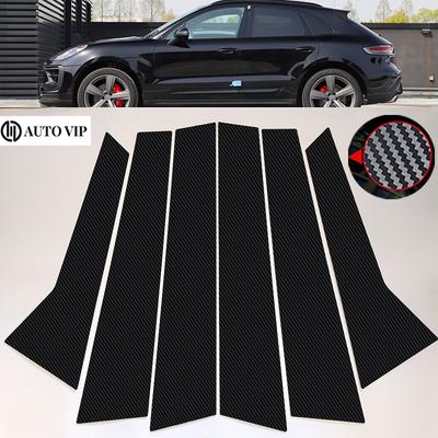 Garnitures de Décoration de Porte Fenêtre Montants Autocollants Style Auto pour Porsche Macan fibre de carbone 2014- Accessoires Auto