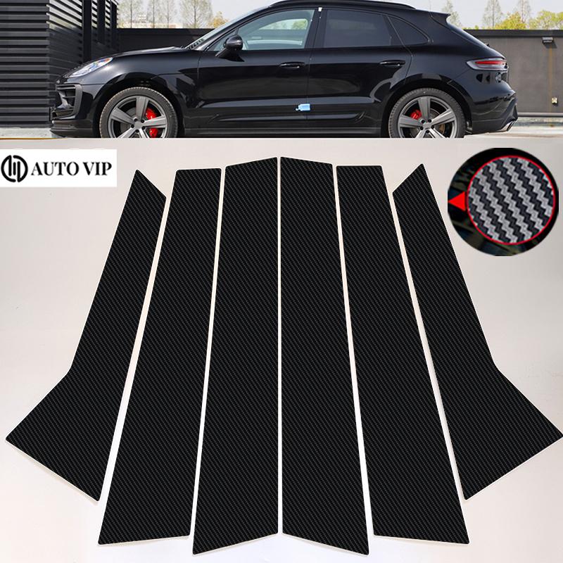 Door Window Decoration Trims Pillar Posts Stickers Auto Styling for Porsche Macan Carbon Fibre 2014- Car Accessories