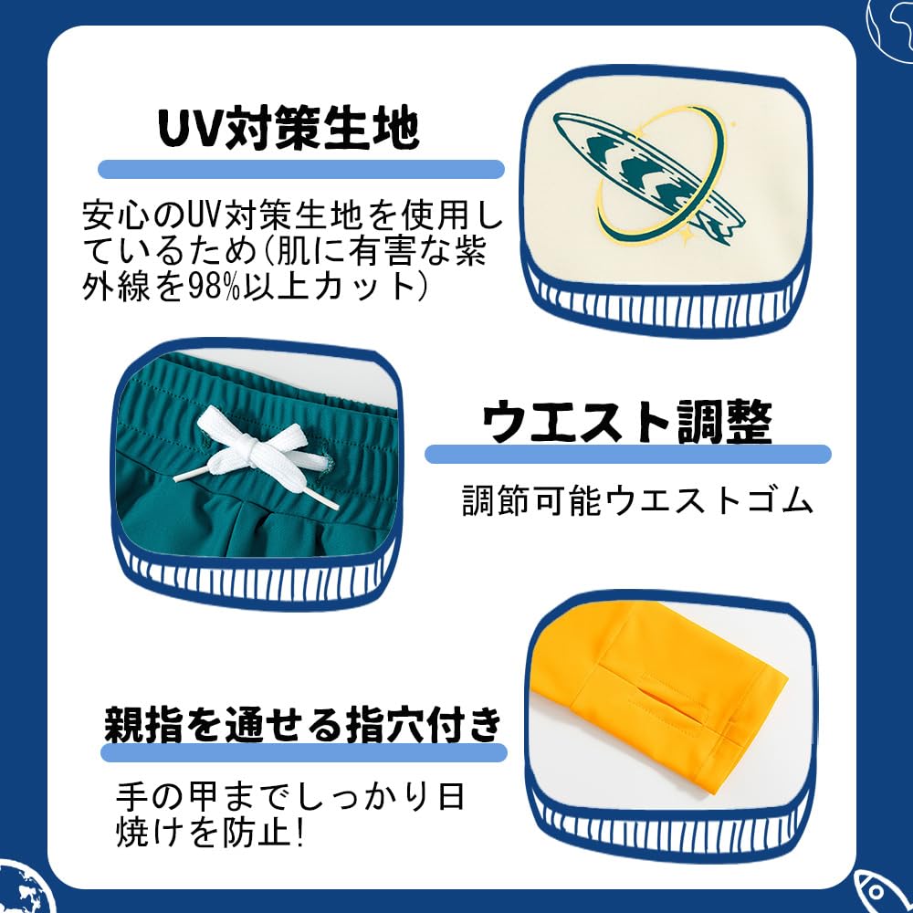 Boys Swimsuit Rashguard Set Top and Bottom UV Protection Kids Students Children Kids Long Sleeve Swimsuit Set Swimwear Swimming Cap Popular Swimming