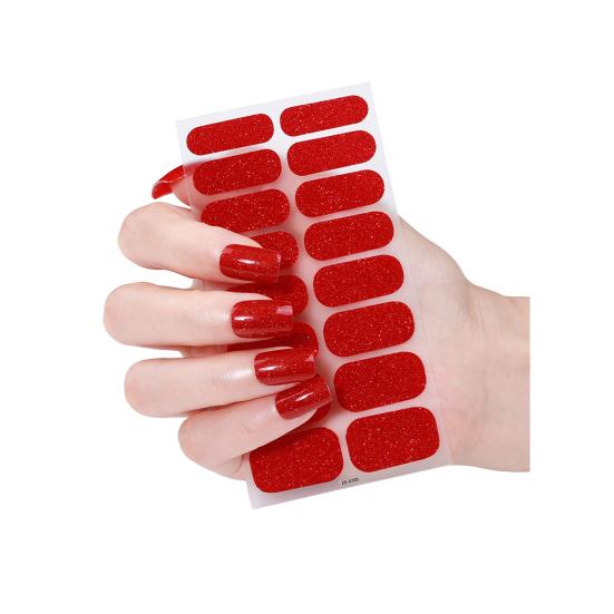 Glitter Nail Polish Strips with File Easy Apply Remove Self Adhesive Women Full Nail Sticker Home Manicure DIY Nail Art Decoration Wrap
