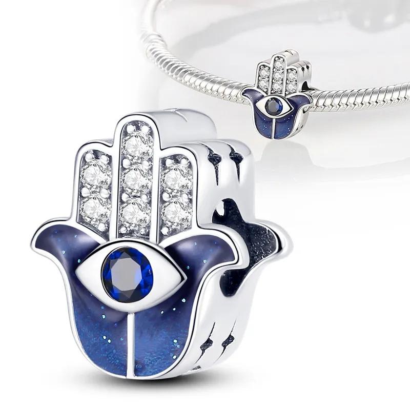 Charms Plata Real Copper Colors Star Lucky Blue Devil Eyes Pendant Charm Fits Original Bracelet Handmade DIY Fine Jewelry Gift For Women