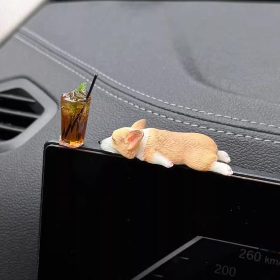 Ozdoba do auta Corgi Roztomilý Mini Spící Corgi Dekorace do auta Ozdoba na středovou konzoli Dárek pro milovníky aut a domácích mazlíčků