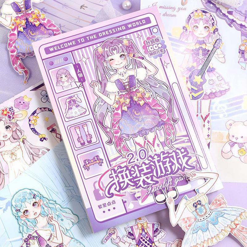 Cartoon Girl Dress-Up Game Sticker Book Children Girls Princess Change Clothes Game Sticker Book Diy Notebook Scrapbook Decals