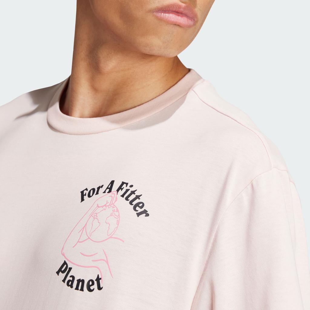 Adidas Les Mills Soft Comfortable Casual Loose Fit Pullover Logo Print Short Sleeve T-Shirt Men T-Shirts Pink White JJ3164