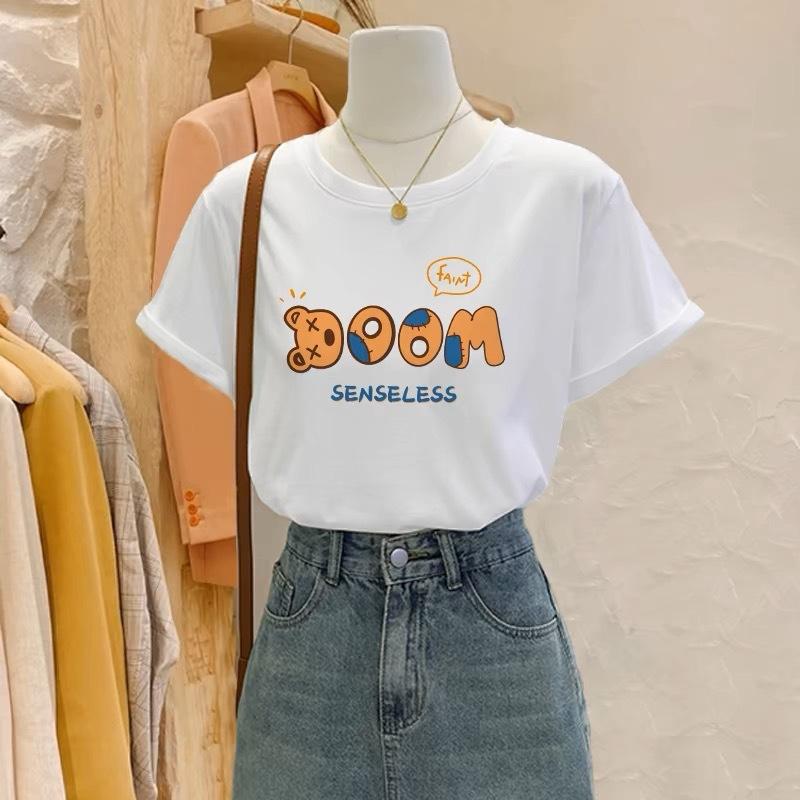 Fashion cotton short-sleeved t-shirt women's 2025 summer new versatile and thin top niche design sense