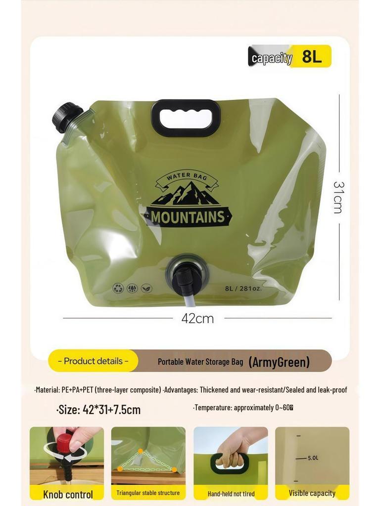 5 Yuan Newcomer Discount: Large-Capacity Foldable Outdoor Water Bladder with Faucet for Camping