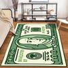Green Dollar Bill Pattern Carpet with Benjamin Franklin Design Print Suitable for Use As an Anti-slip for Living Room Bedroom Sofas