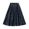 Maden Retro Cotton Gauze Plaid Maxi Skirt: Elastic Waist, Textured A-line Umbrella Design for Women