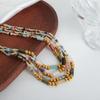 And Chic Elegant Handmade Beaded Necklace With Geometric Design And Natural Stones Crystal
