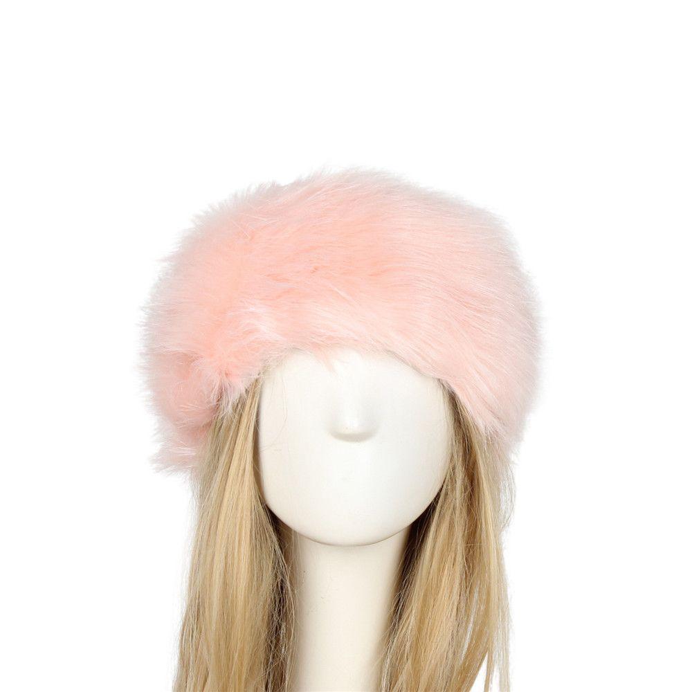 Outdoor Snow Earwarmer Girl Faux Fur Headband Fur Faux Women Winter Hats Fluffy Russian Caps