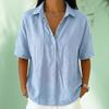 Women Shirt Lapel Buttons Half Placket Short Sleeve Shirt Tops Pure Color Loose Fit Casual Blouse Vacation Date Casual Wear