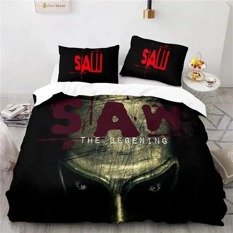 Horror Saw Movie Bedding Set Boys Girls Twin Queen Size Duvet Cover Pillowcase Bed Boys Adult Fashion Home Textileextile