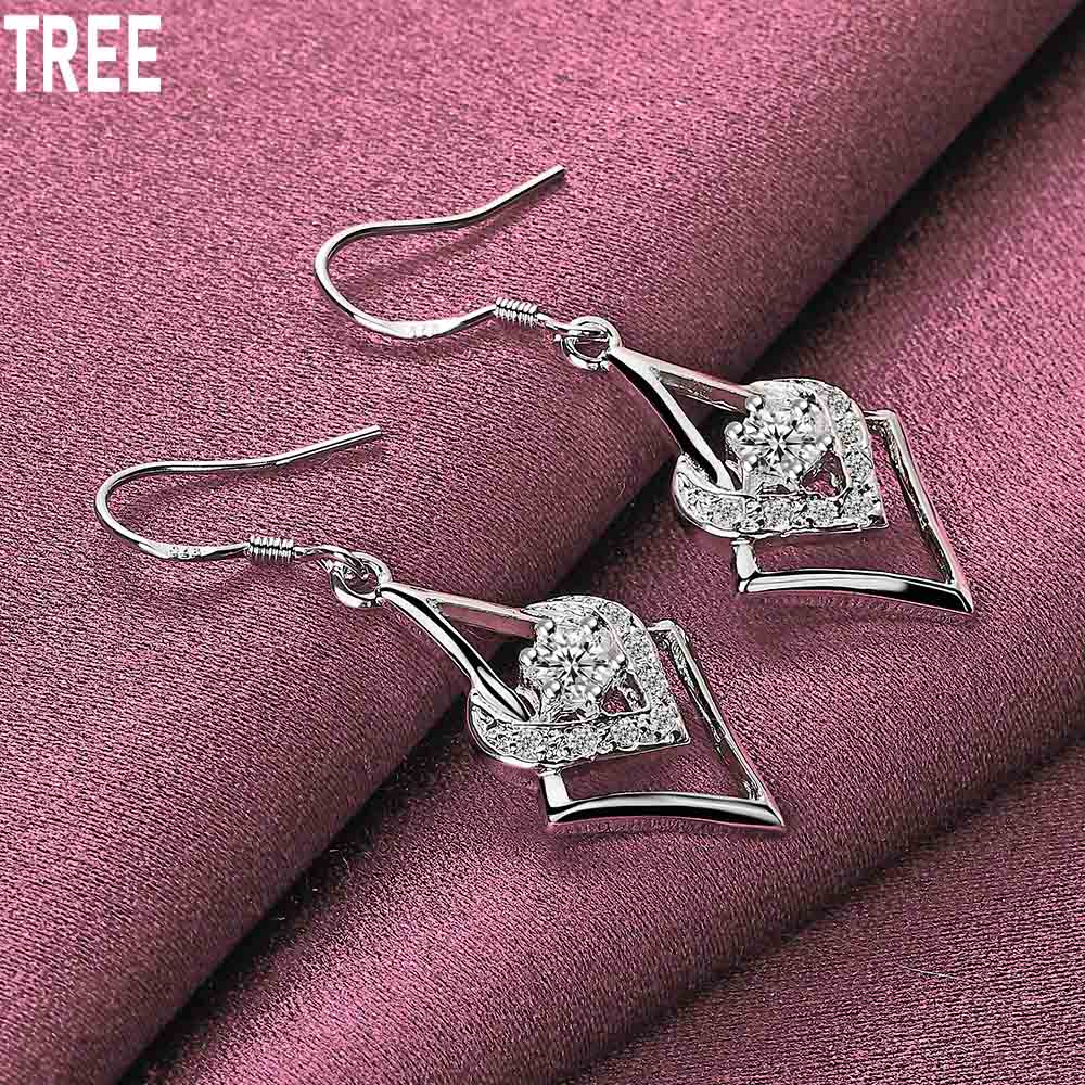 925 Sterling Silver AAA Zirkon Perforované náušnice ve tvaru srdce Módní svatební šperky