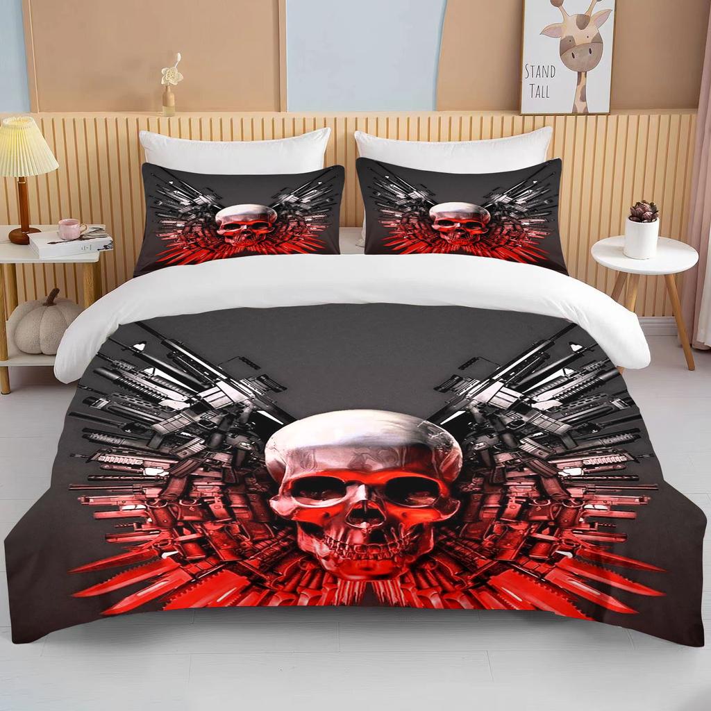 3D Rifle Revolver Cartridge Gun Comforter Bedding Set,Duvet Cover Bed Set Quilt Cover Pillowcase,King Queen Size Bedding Set