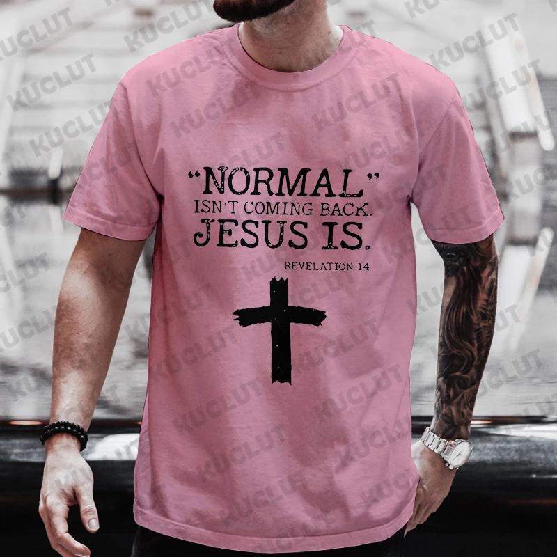 Herren T-Shirt Kreuz & Jesus Buchstabenmuster Grafik T-Shirts Sommer Kurzarm Streetwear Y2k Oberteile Männliche Outfits Übergroße Kleidung