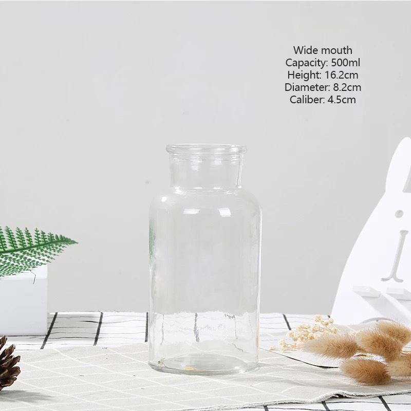 Nordic Glass Vase Home Creative Jewelry Ornaments Transparent Dried Flower Hydroponic Small Brown Bottle Vase Bedside Decoration