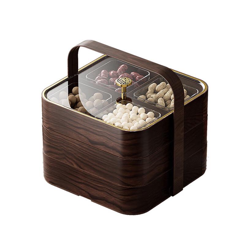 Pabei Retro Chinese Wood Grain 3-Layer Candy Box
