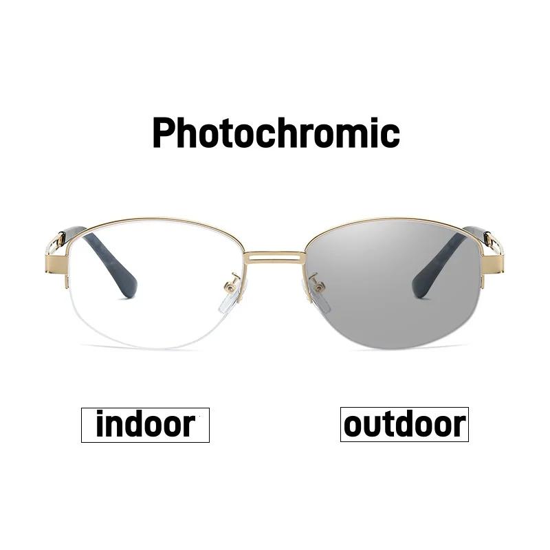 

Retro Personalized Metal Half Frame Photochromic Women s Myopia Glasses Outdoor Neutral High Quality Anti Blue Light Glasses 0