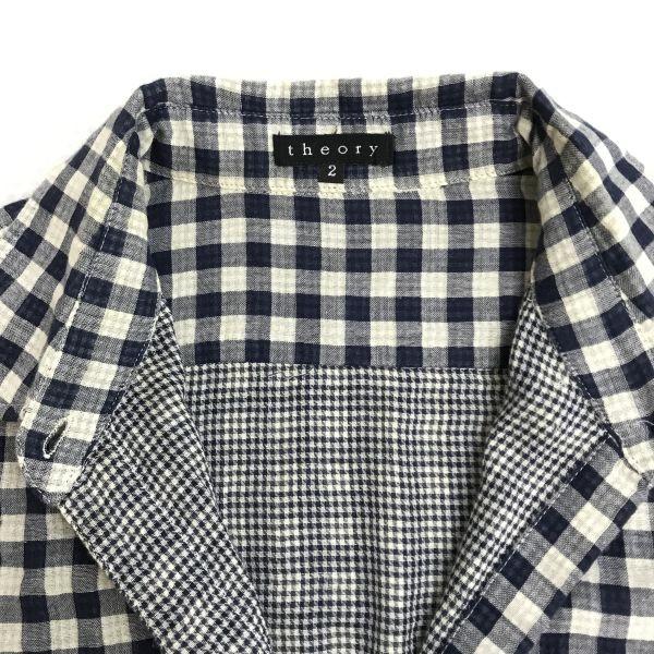Theory Damska koszula z długim rękawem, lekka, rozmiar M, granatowo-biała krata(UŻYWANY)