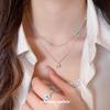 Luxury Double-Layer Pearl Zirconia Square Geometric Necklace - Versatile Clavicle Chain for Chic Commuting