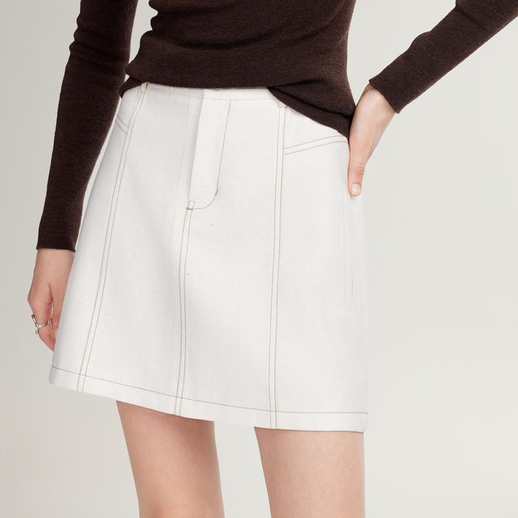 ELLE French Design High-Waisted A-Line Short Skirt Unique Casual Skirt Women skirts Off-White ER48708