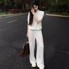 2026 Womens Wide Leg Pants White Cotton Linen Blend Loose Fit High Waist Casual Trousers Comfortable Flowy Slacks