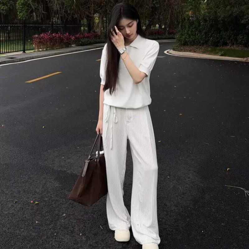 2026 Womens Wide Leg Pants White Cotton Linen Blend Loose Fit High Waist Casual Trousers Comfortable Flowy Slacks