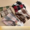 New Korean Contrasting Plaid Imitation Cashmere Tassel Scarf for Women College Style Fashionable and Versatile Warm Scarf
