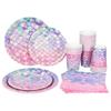 Kız Doğum Günü Renkli Dekorasyon Sofra Seti Bardak Kağıt Tabak Masa Örtüsü Için Göz Kamaştırıcı Tek Kullanımlık