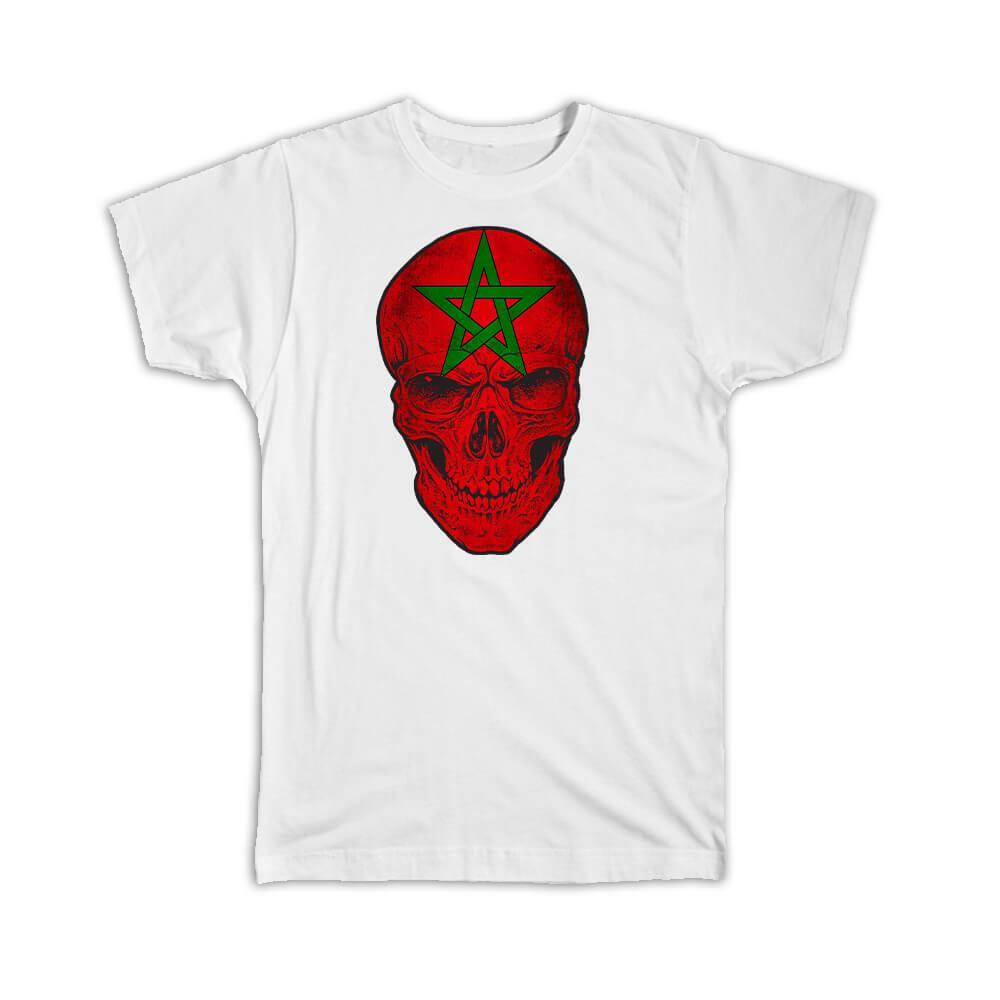Gift T-Shirt : Morocco Flag Skull Moroccan National Colors S разноцветный