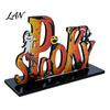 Halloween Wooden Ornaments Tabletop Ornaments, Freestanding Solid Wood Letter Signs, Decorative Table Centerpiece Desktop Accessories with Pumpkin And