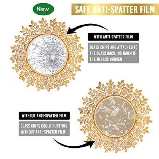 Rostfreier & Wetterfester Wandspiegel - Idealer Spiegel für Wohnzimmer, Badezimmer, Schlafzimmer, Foyer | Eingangsbereich, Waschbeckenbereich - Gold 1 Stück