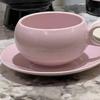 Set Tazza da Latte e Tè in Ceramica Monocolore Shangqi con Piattino