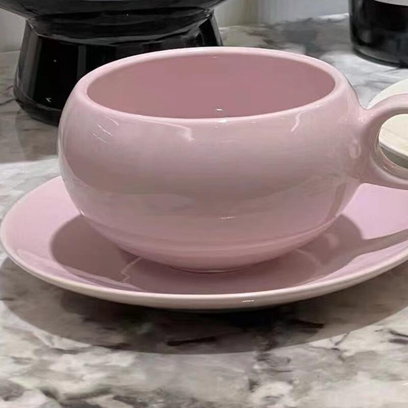 Set Tazza da Latte e Tè in Ceramica Monocolore Shangqi con Piattino