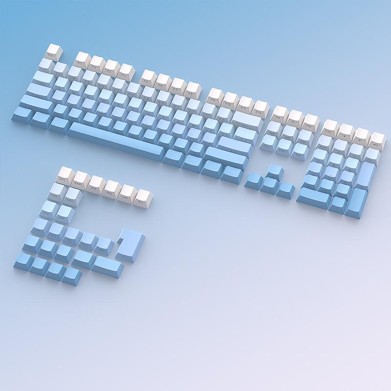 Xiaomi 2025 New Sky Blue Gradient Side Engraved Backlit 134 Mechanical Keycaps PBT Double Shot Original Height for Mechanical Keyboard