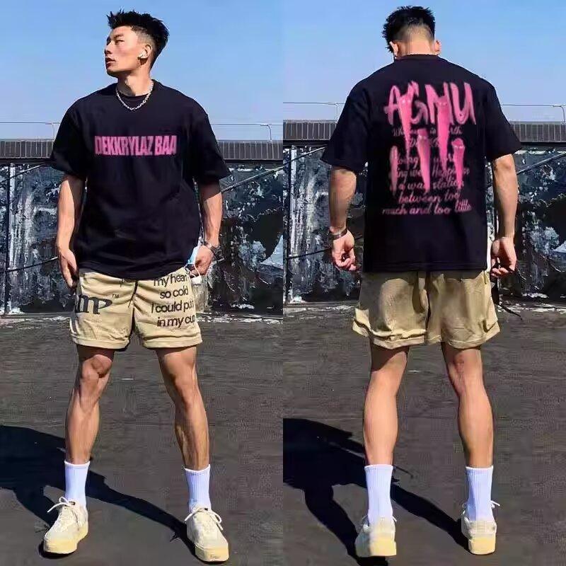 

Футболка с короткими рукавами, модная брендовая свободная футболка для пар, унисекс, футболка с половиной рукавов, топ 2024